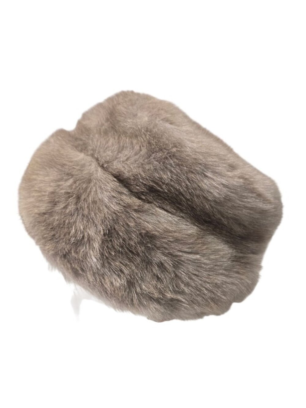 Vintage Faux Fur Hat Satin Lining Soft Beige Brown SZ L Winter Pre-Owned